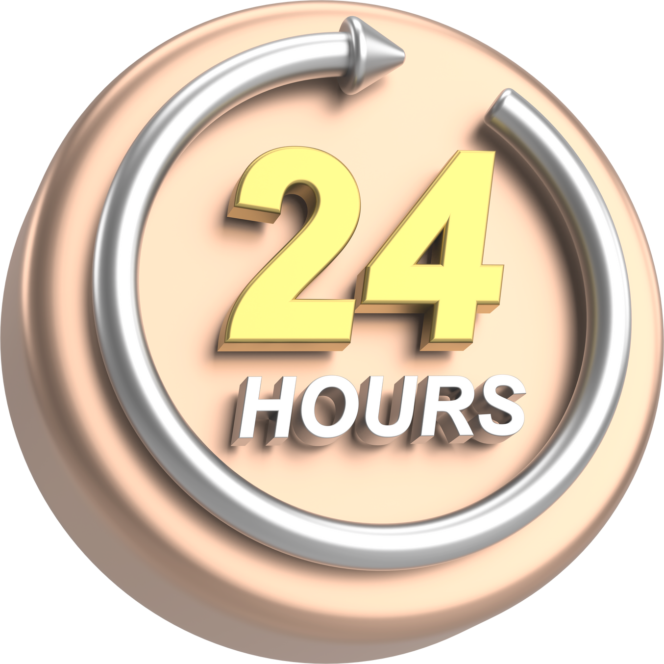 24 hours service icon. 3D illustration.